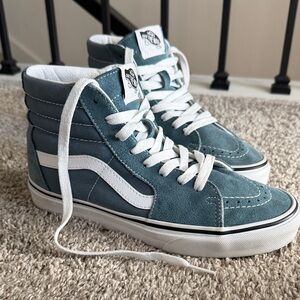 Vans Suede High-Tops in Teal and White